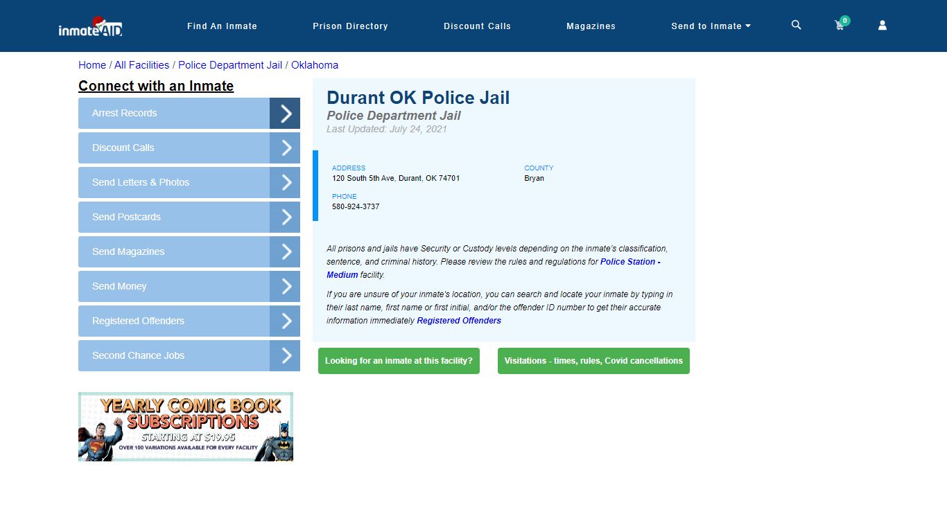 Durant OK Police Jail & Inmate Search - Durant, OK